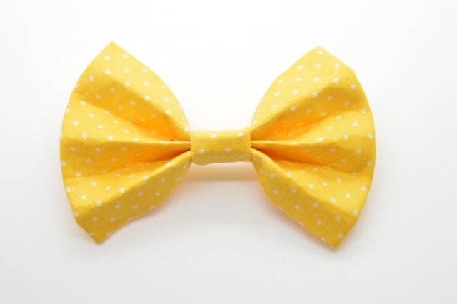 Yellow Pin Dot Bow Tie
