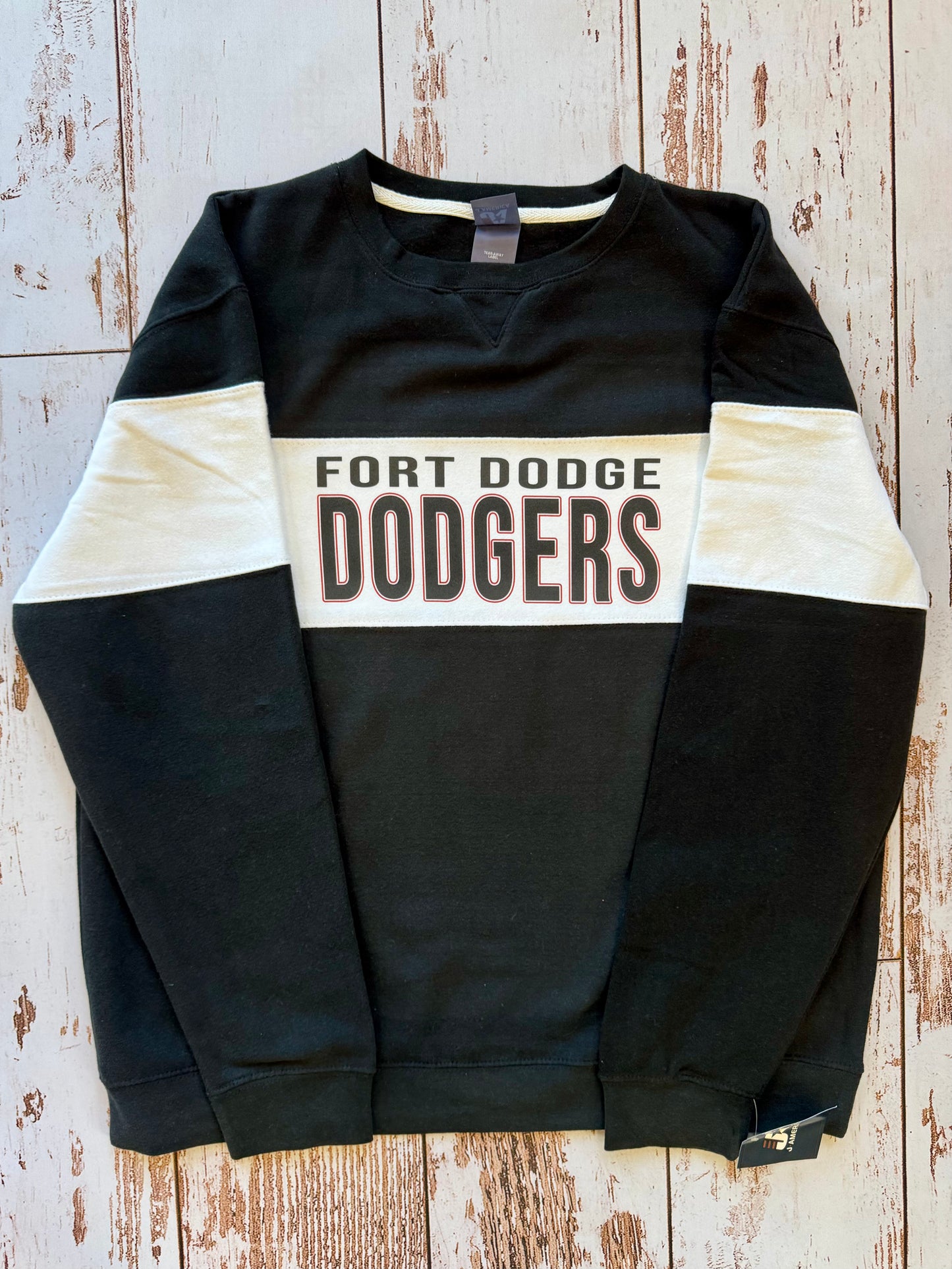 Black/White Block Fleece Crewneck - FD Dodgers