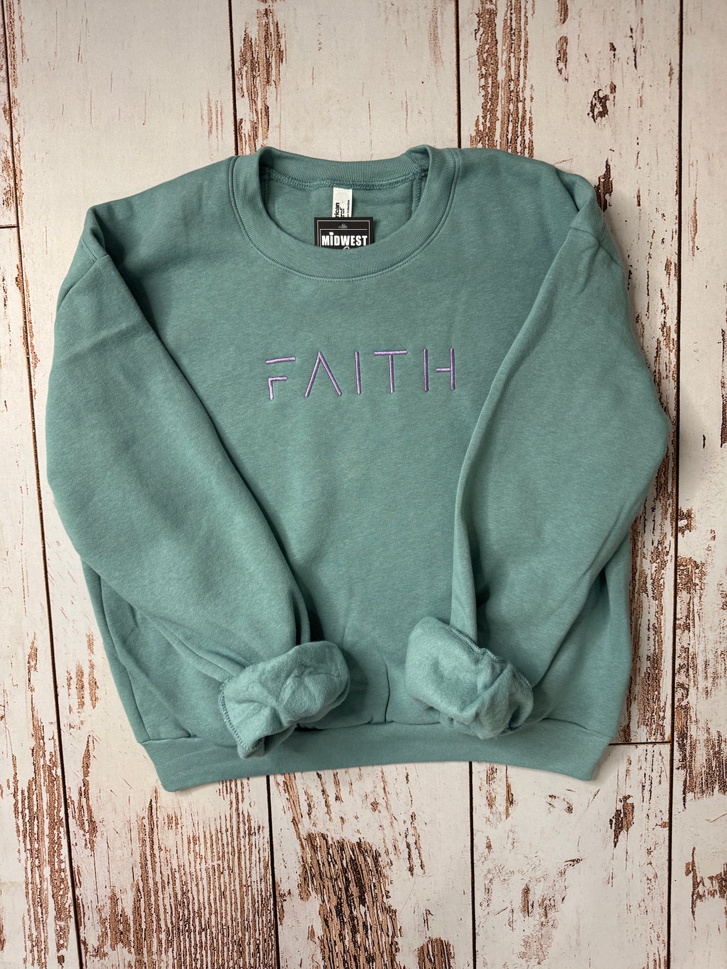 Cropped FAITH embroidery Fleece Crewneck