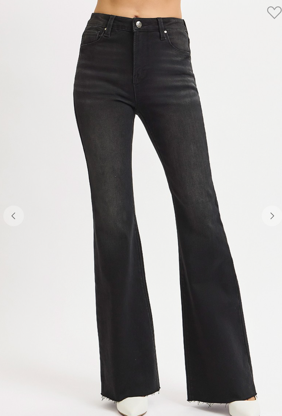 High Rise Flare Raw Cut Hem Jeans