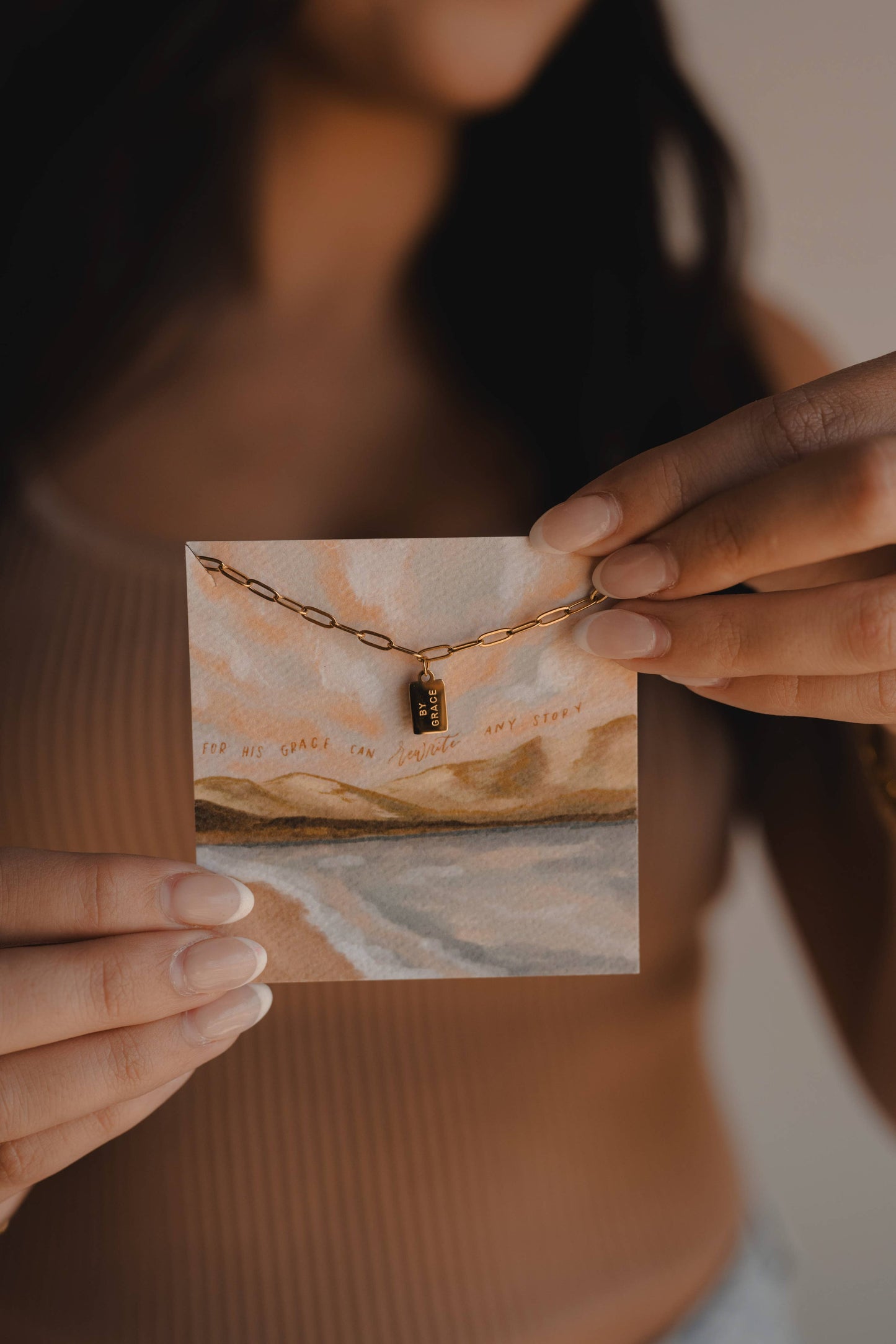 By Grace Mini Tag Necklace | Christian Jewelry