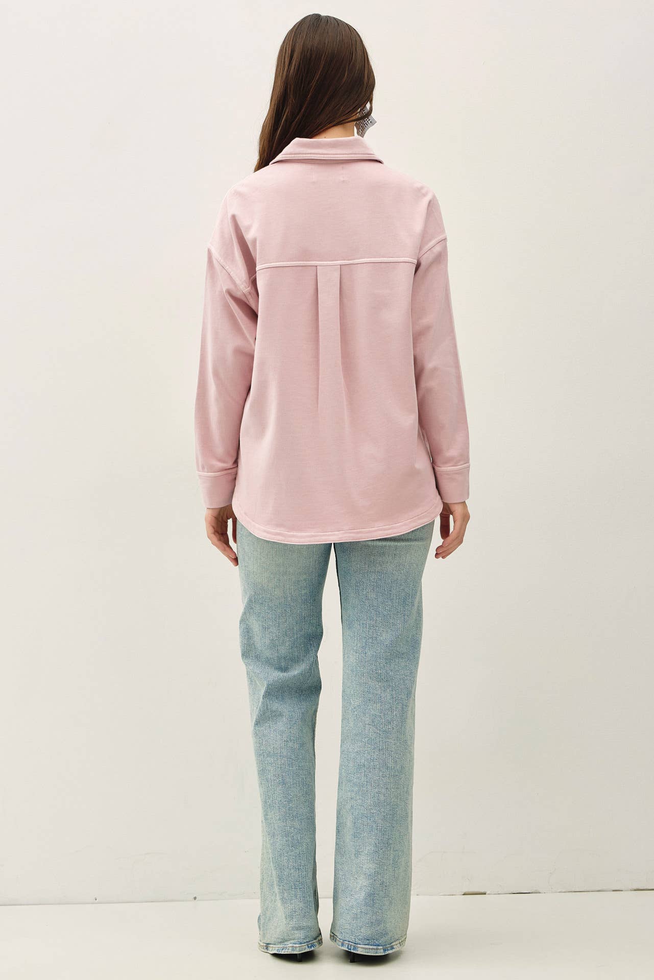 GARMENT-DYE COTTON FLEECE OVERSIZED SHACKET