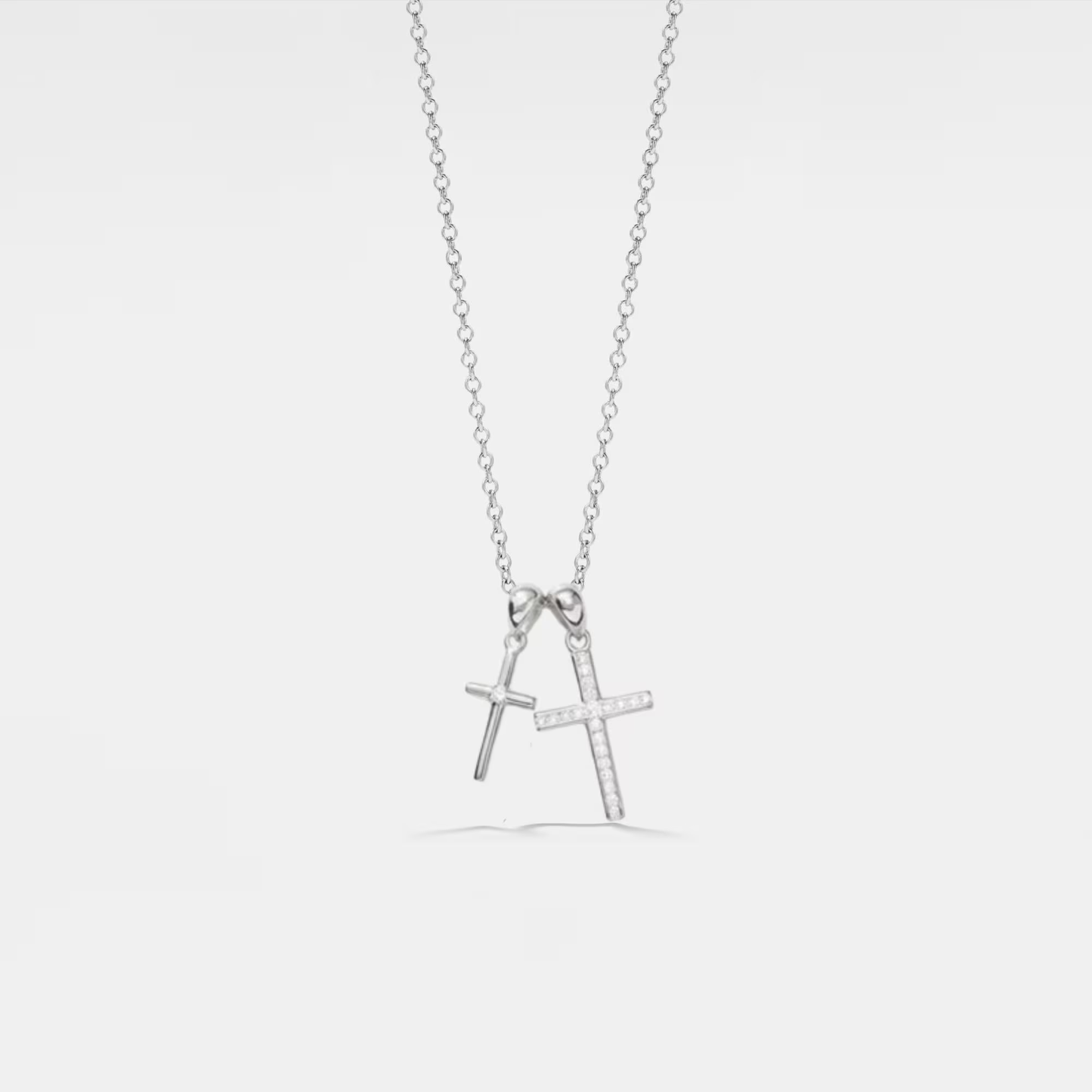 Gold Double Cross Pendant Necklace in 925 Sterling Silver