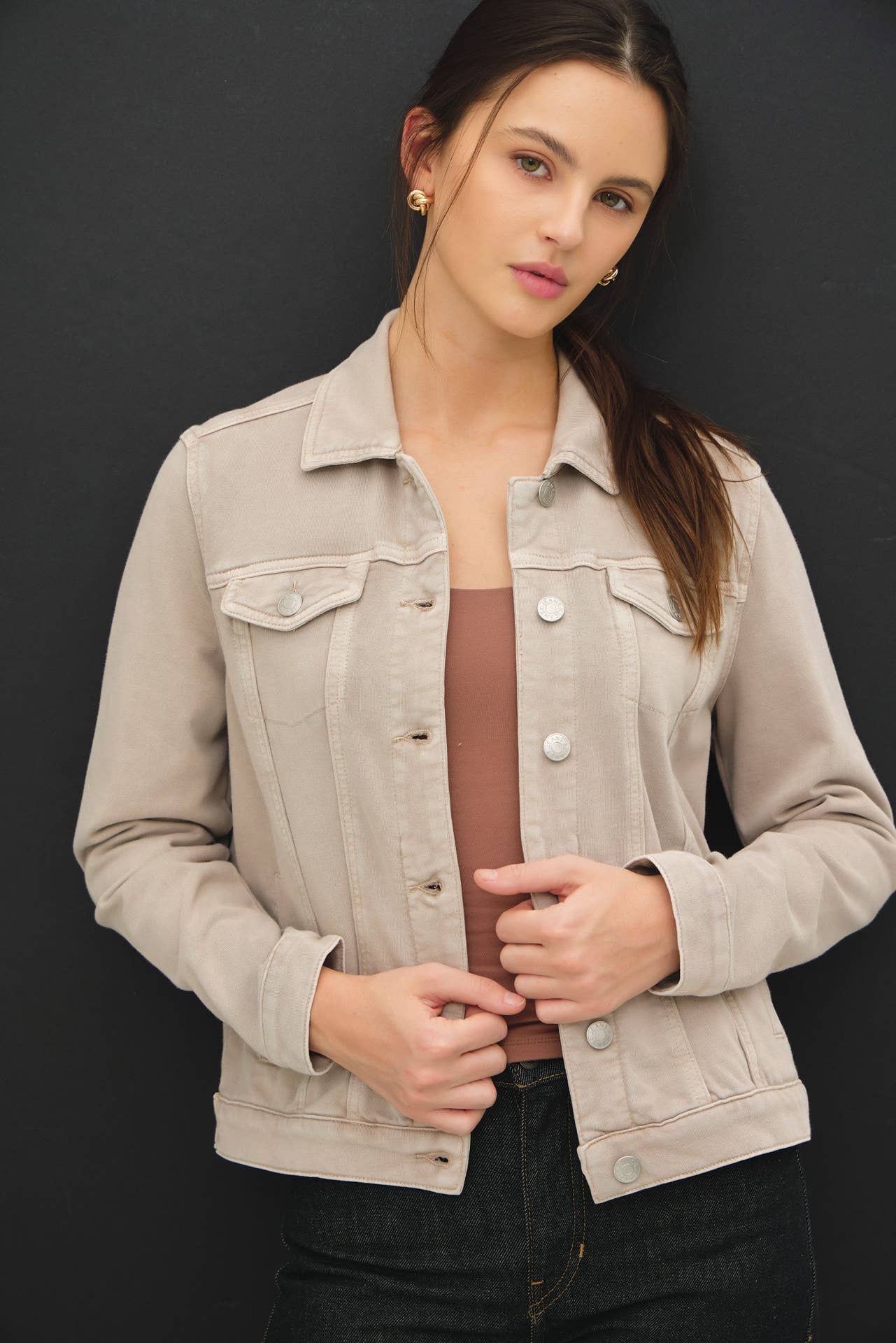 GARMENT-DYE COTTON FLEECE TRUCKER JACKET