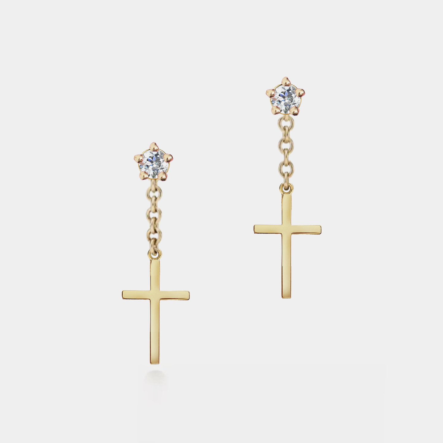 Dainty Cross Dangle Drop Earrings in 925 Sterling Silver