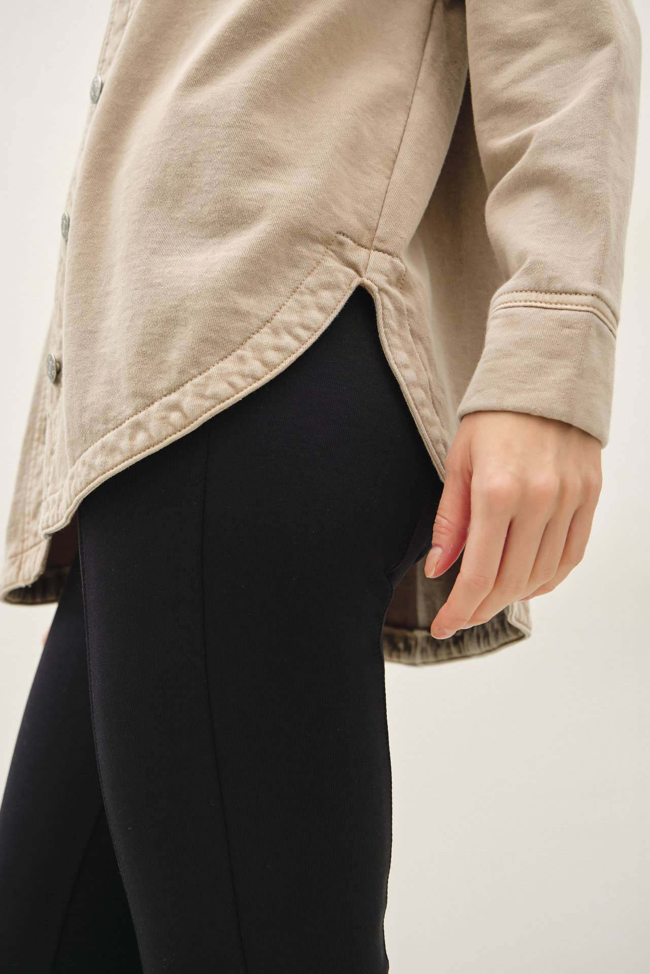 GARMENT-DYE COTTON FLEECE OVERSIZED SHACKET