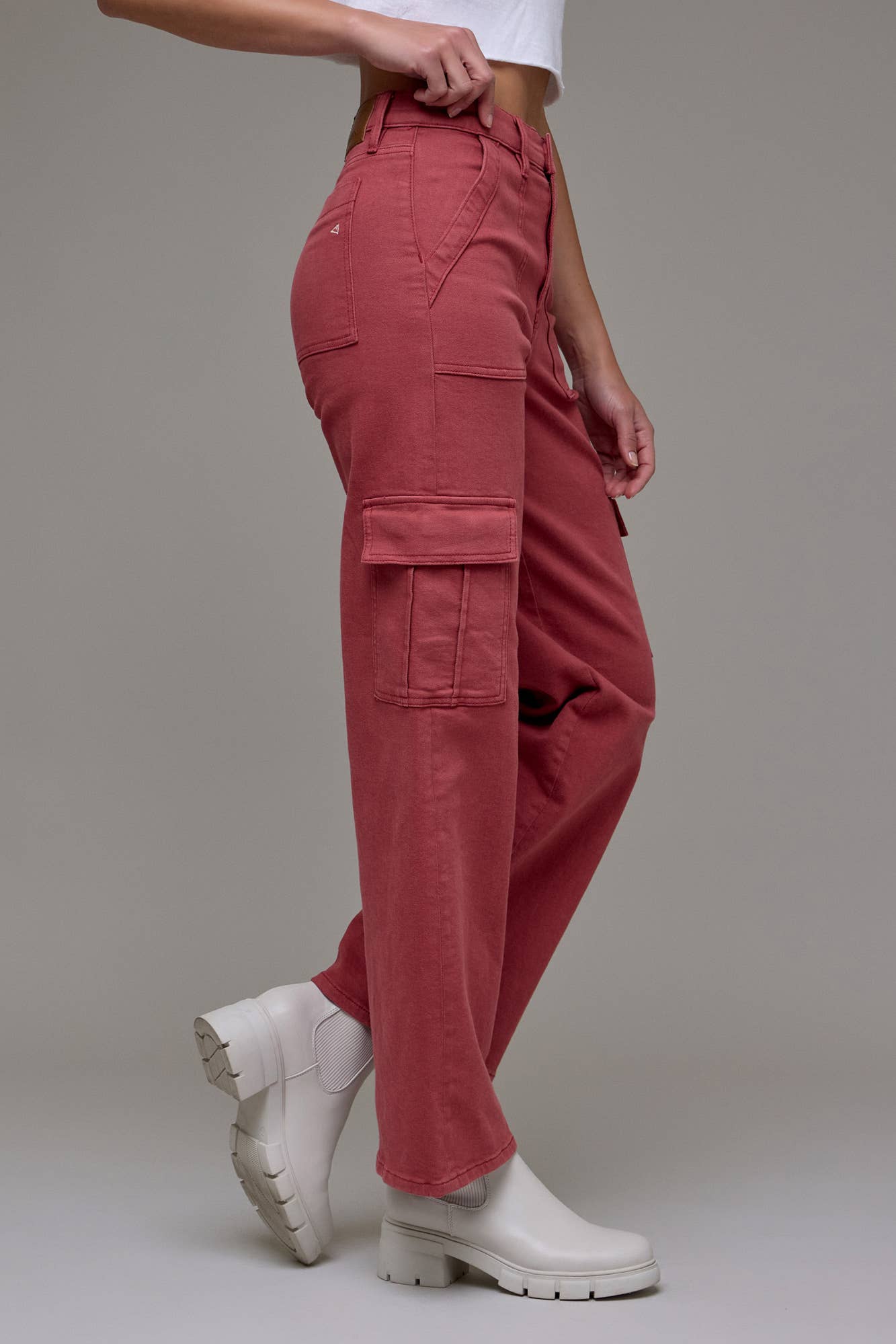 Marsala Wash Cargo Stretch Dad Jean