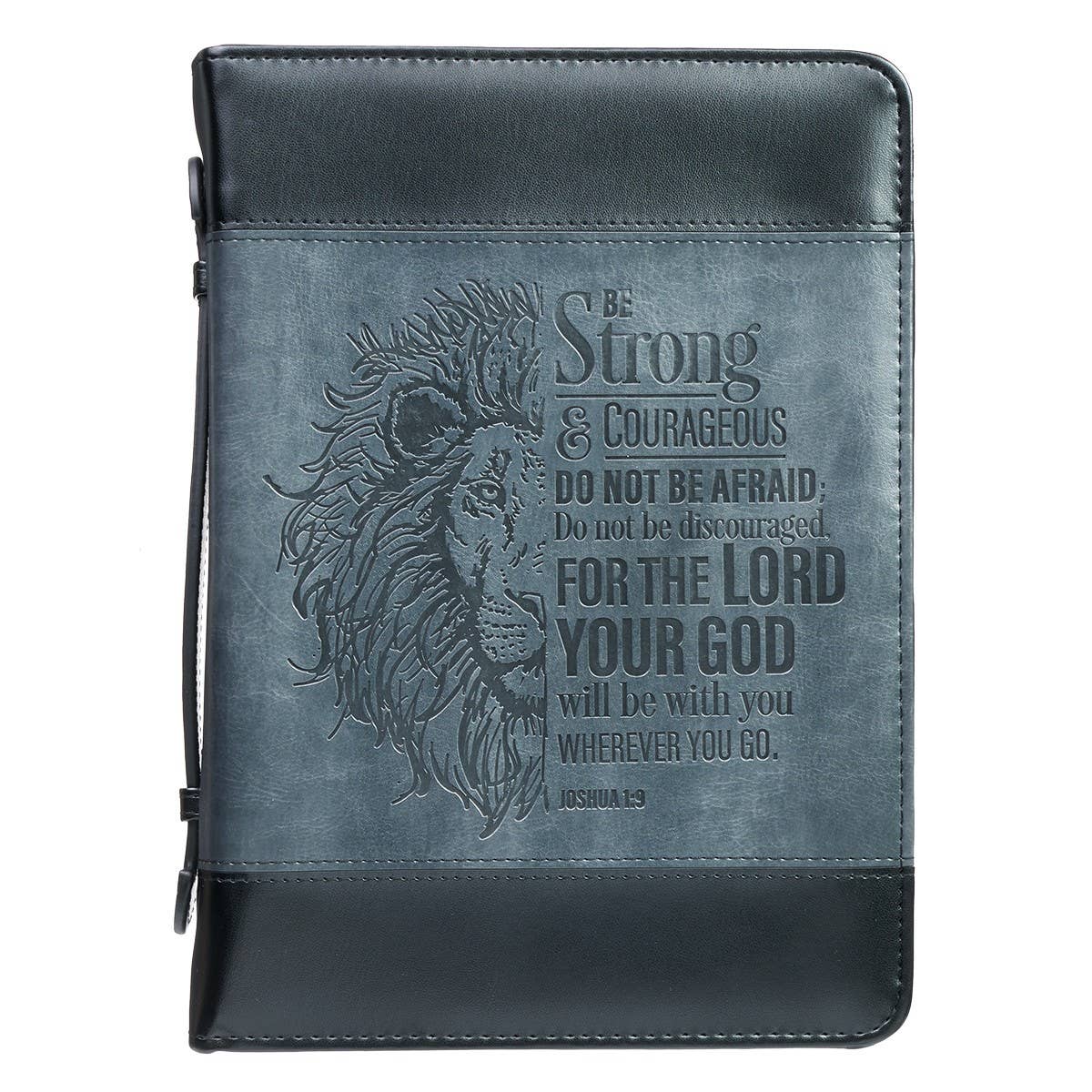 Bible Cover Classic Black/Gray Be Strong Josh. 1:9