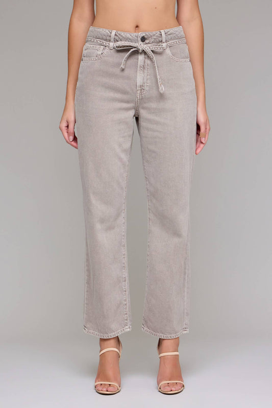 Gravel Wash Tie Waist Clean Wide Straight