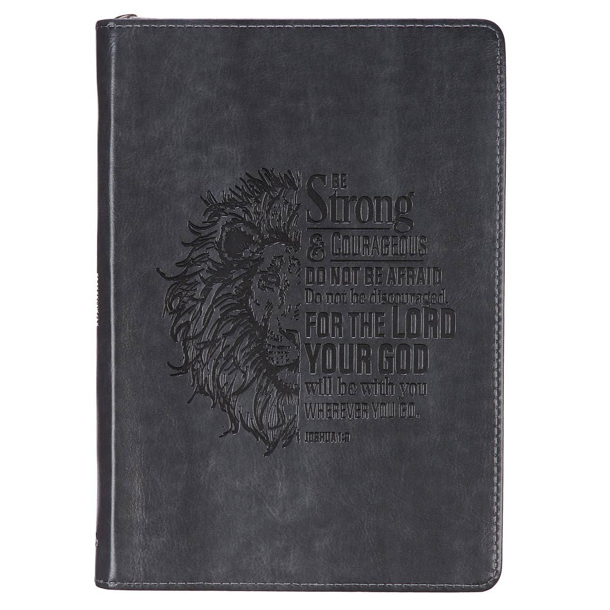 Journal Classic Zip Gray Be Strong Joshua 1:9