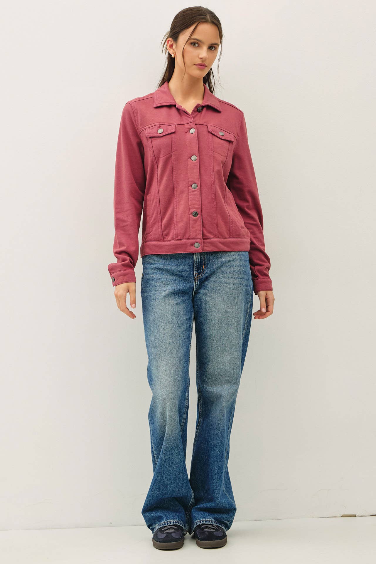 GARMENT-DYE COTTON FLEECE TRUCKER JACKET