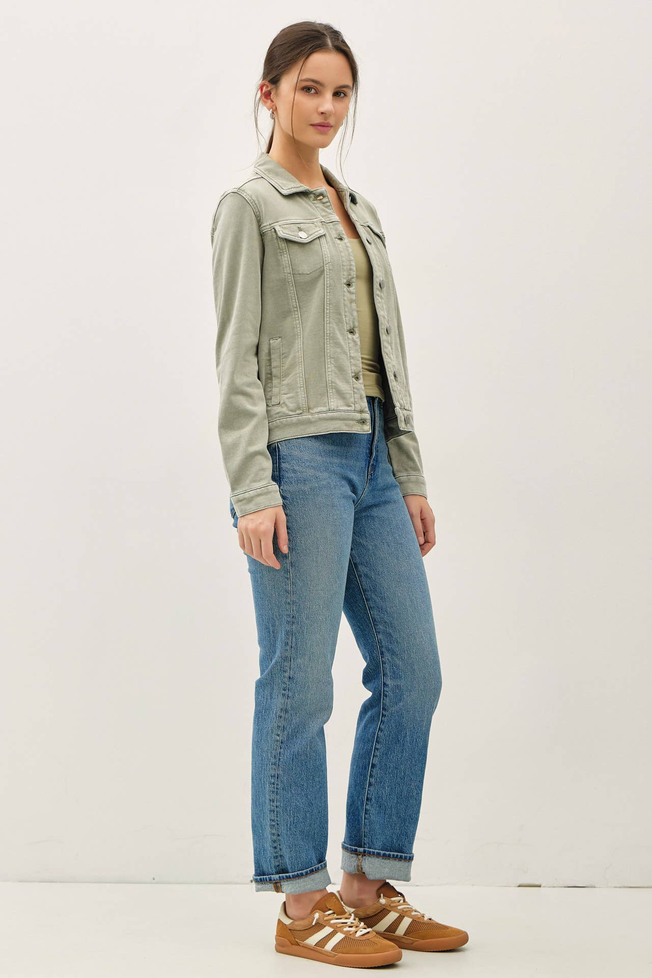 GARMENT-DYE COTTON FLEECE TRUCKER JACKET