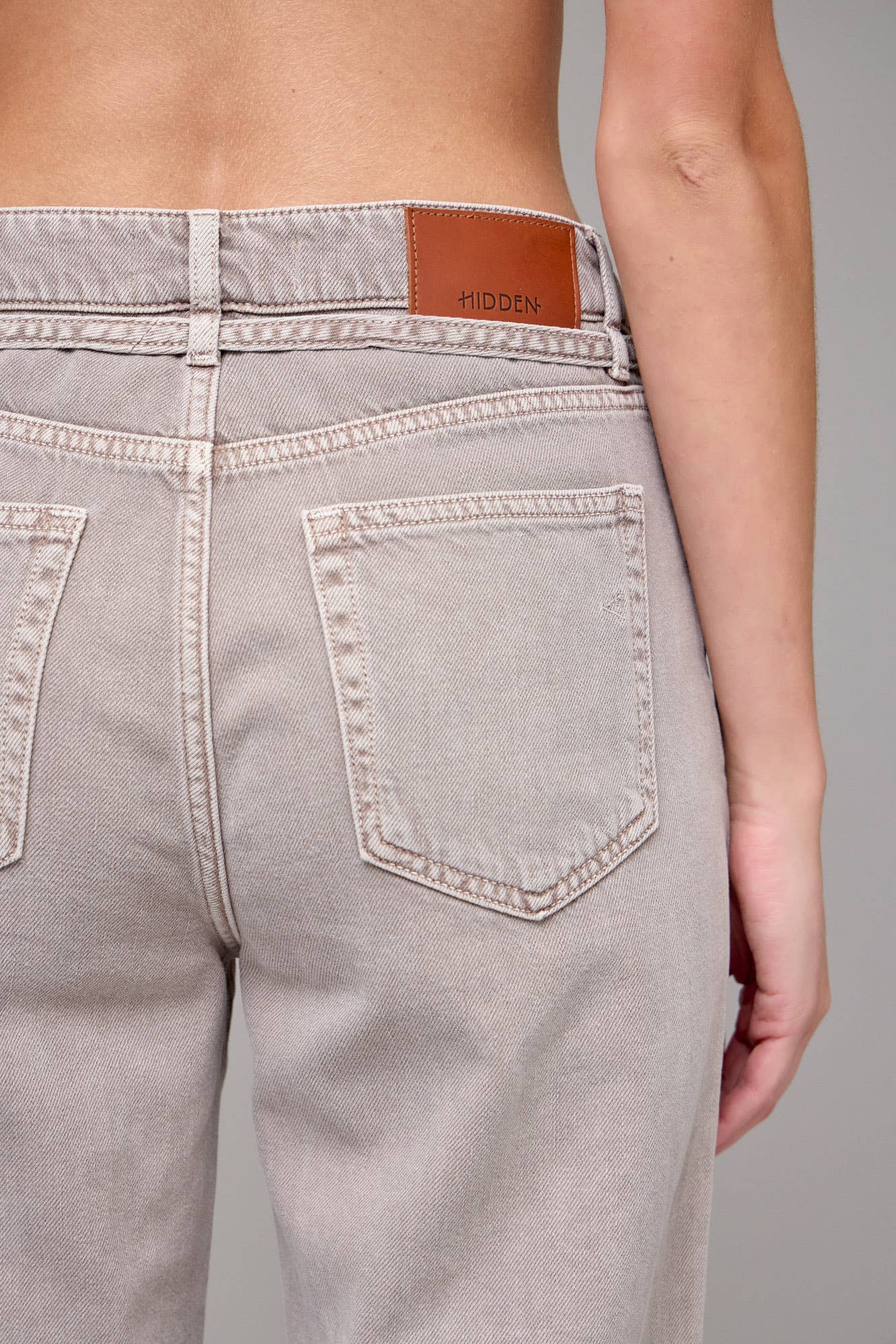 Gravel Wash Tie Waist Clean Wide Straight