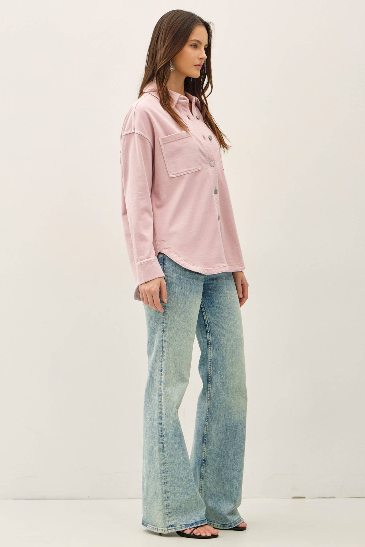 GARMENT-DYE COTTON FLEECE OVERSIZED SHACKET