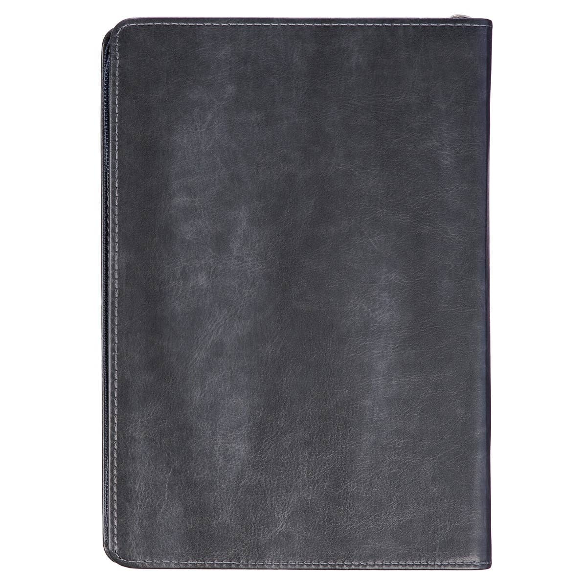 Journal Classic Zip Gray Be Strong Joshua 1:9
