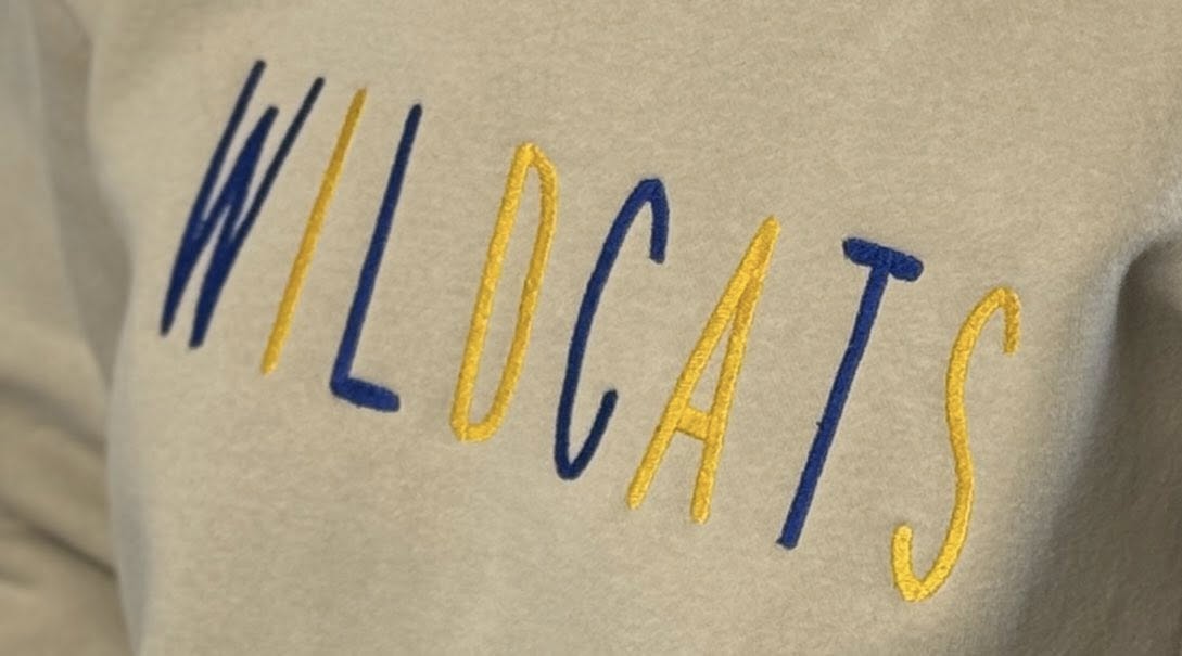 Wildcats Blue And Yellow Embroidery