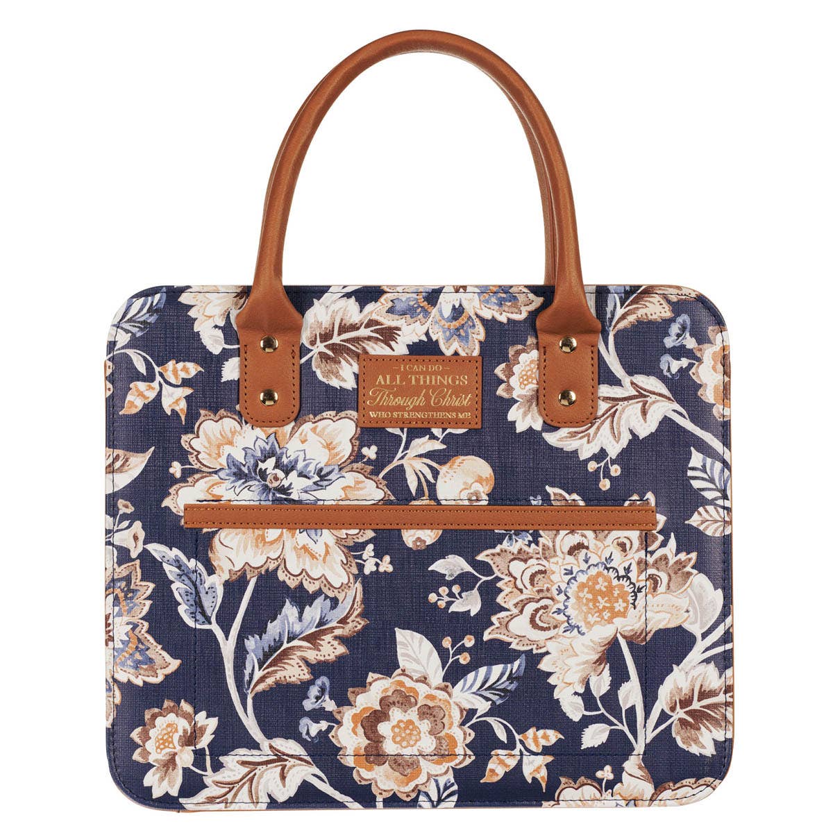 Bible Cover Fashion Navy/Brown All Things Phil. 4:13