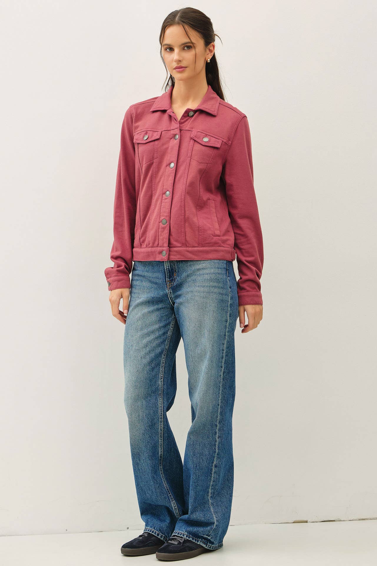 GARMENT-DYE COTTON FLEECE TRUCKER JACKET