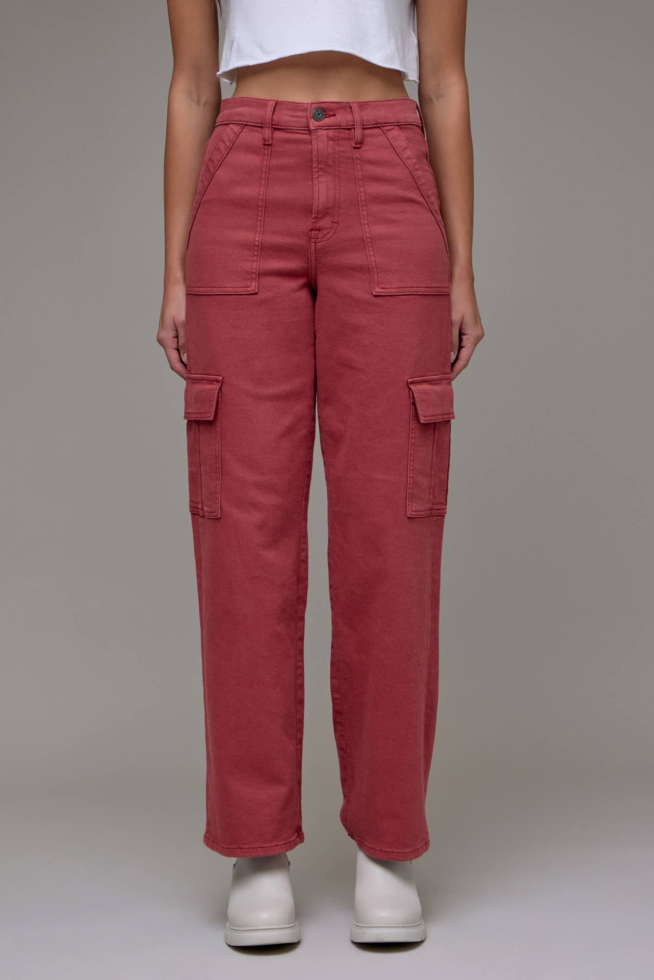 Marsala Wash Cargo Stretch Dad Jean