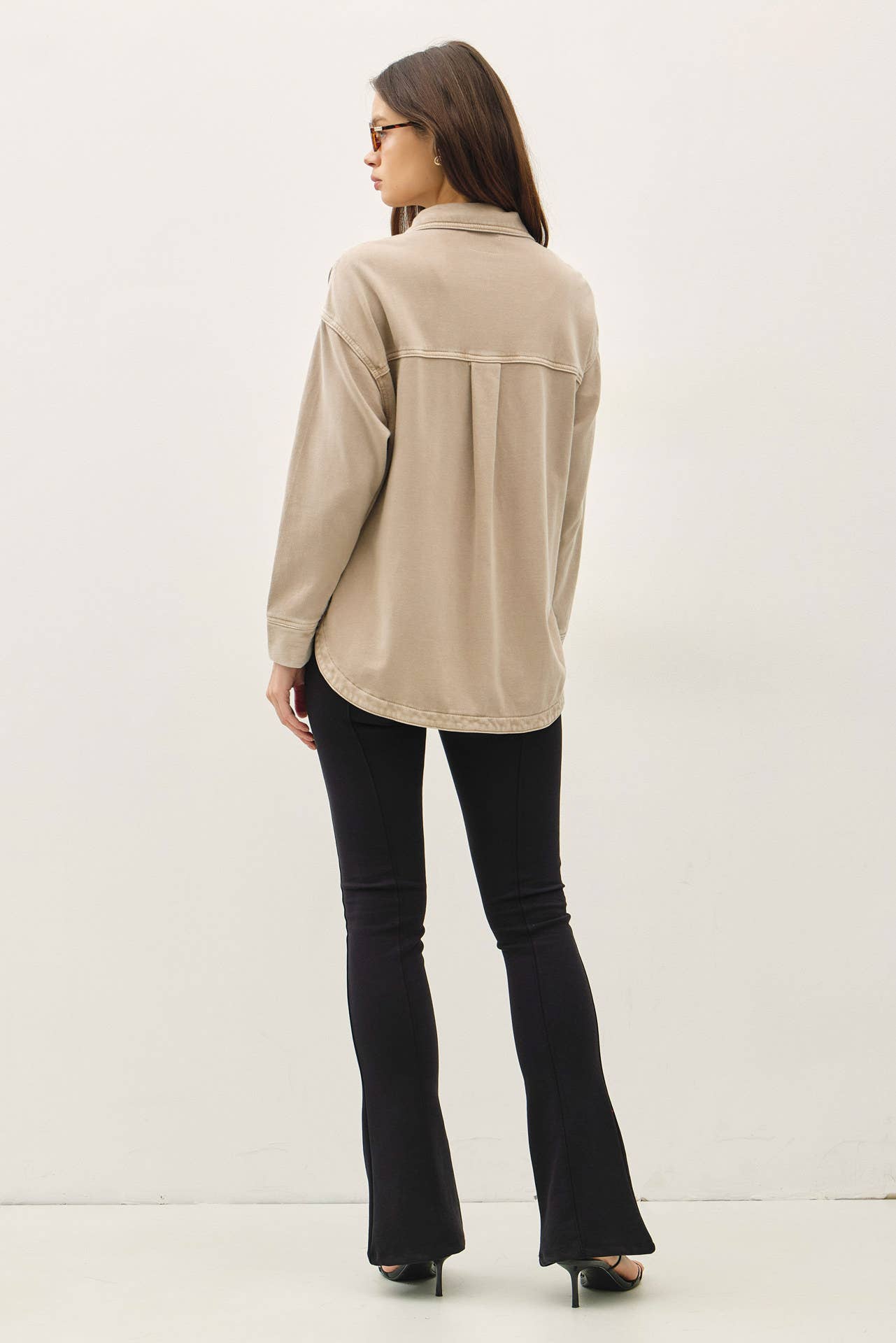 GARMENT-DYE COTTON FLEECE OVERSIZED SHACKET