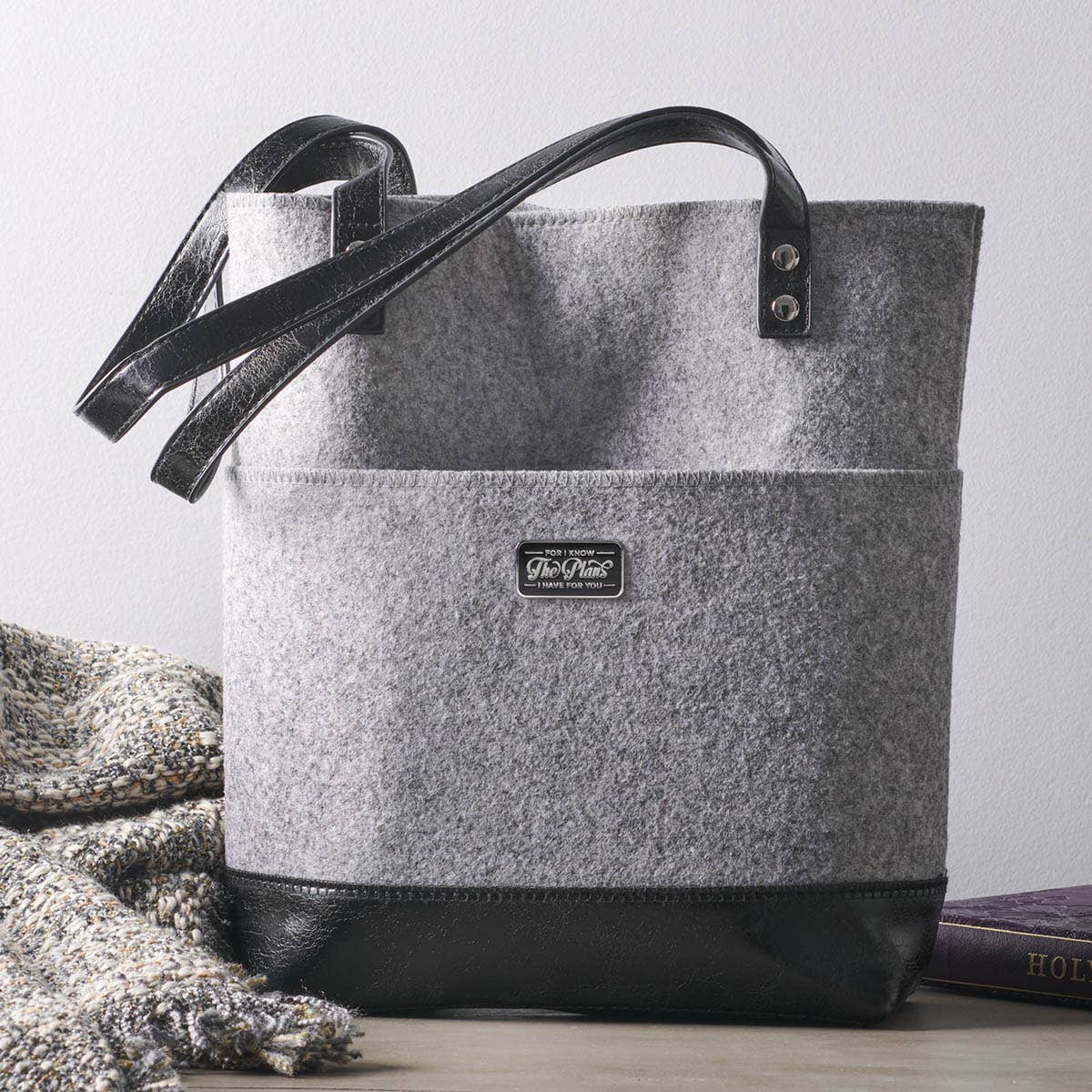 Bible Tote Gray/Black The Plans Badge Jer. 29:11