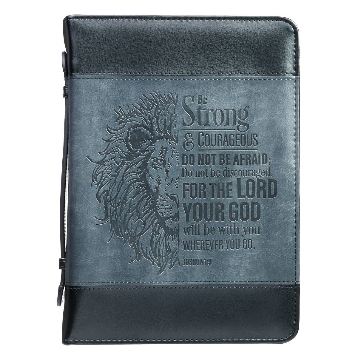 Bible Cover Classic Black/Gray Be Strong Josh. 1:9