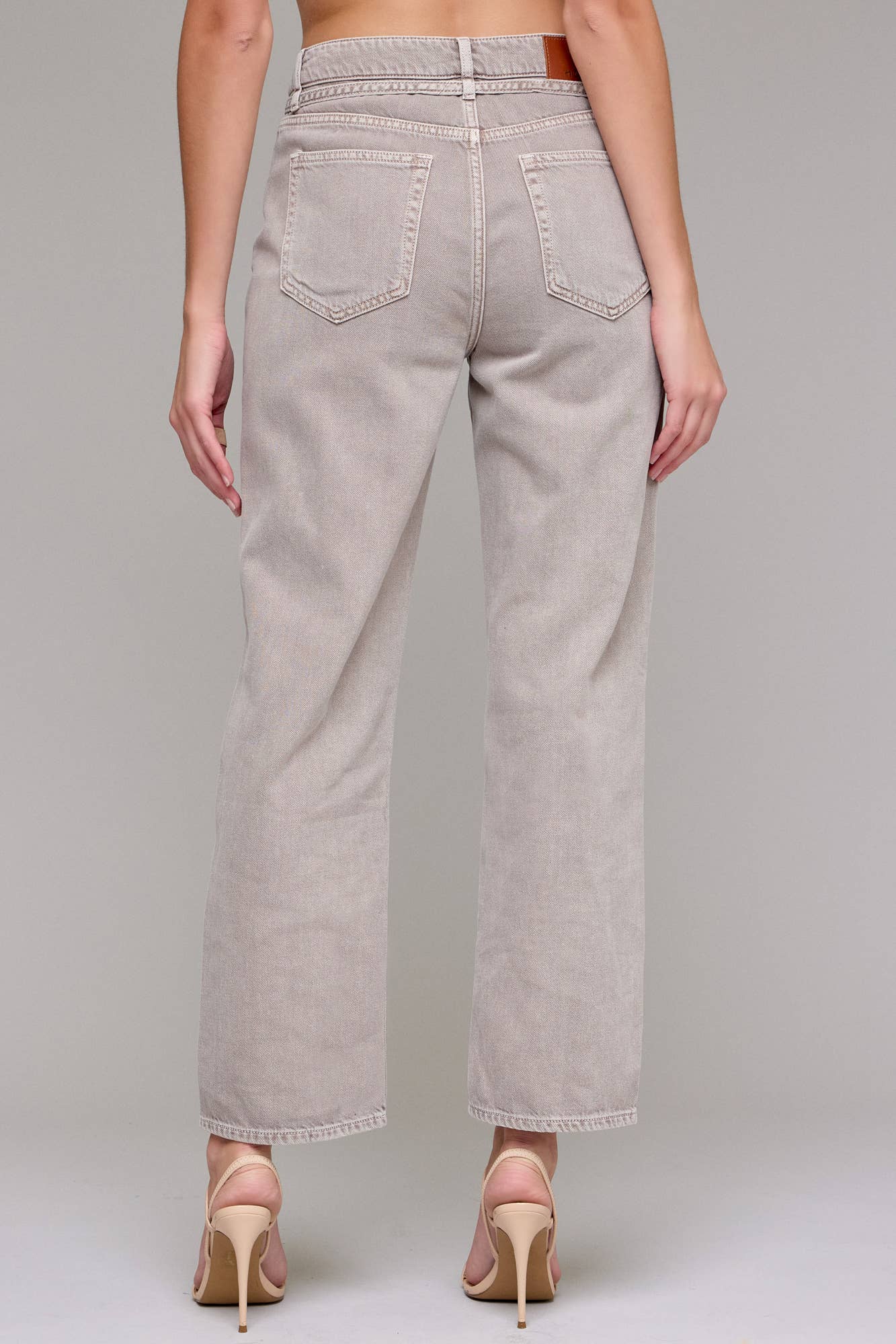Gravel Wash Tie Waist Clean Wide Straight
