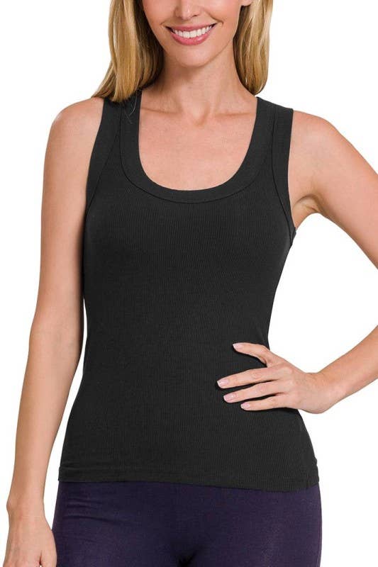 Ribbed Scoop Neck Tank