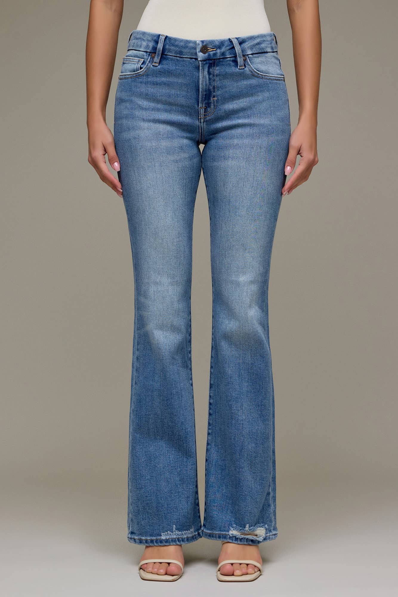 Dark Wash Clean Mid Rise 33" Inseam Bootcut