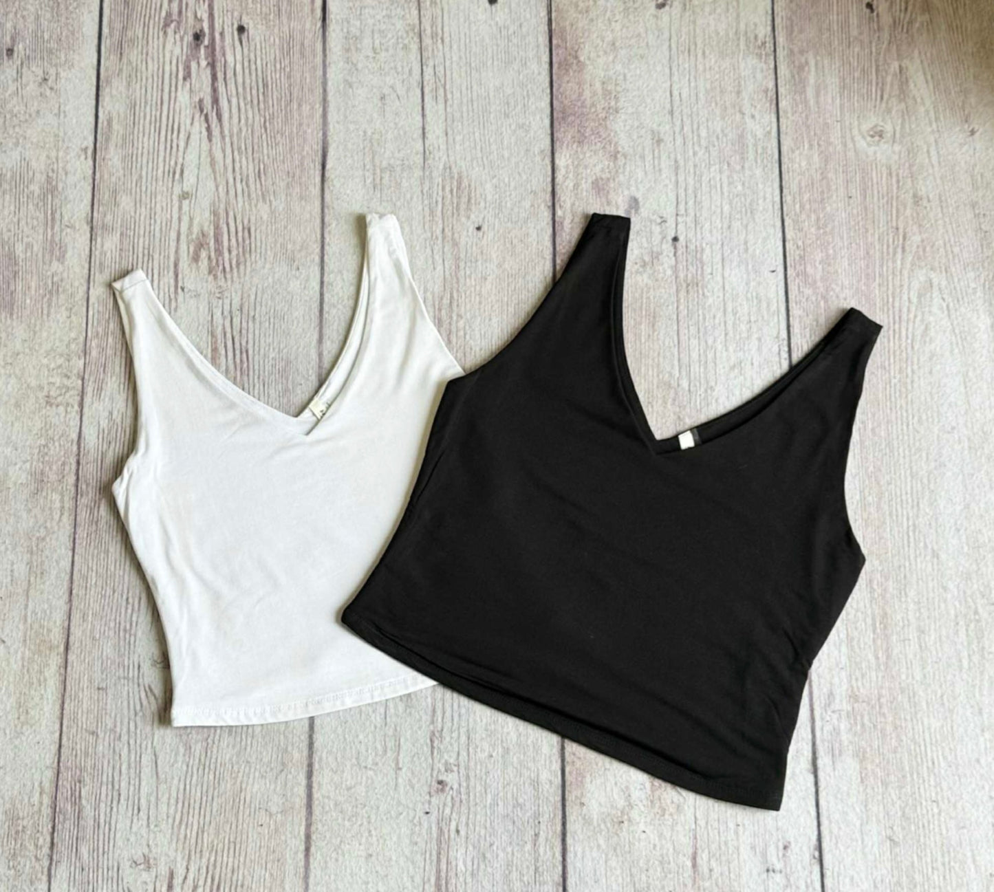 Cropped Double V-Neck Tank