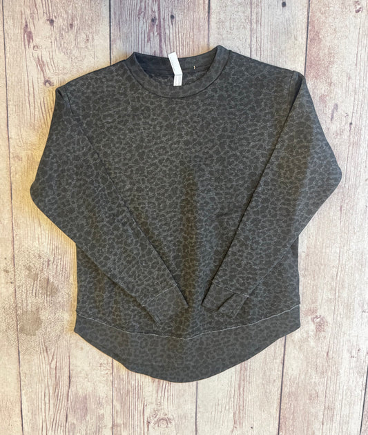 Ladies Fit Black Cheetah Crew