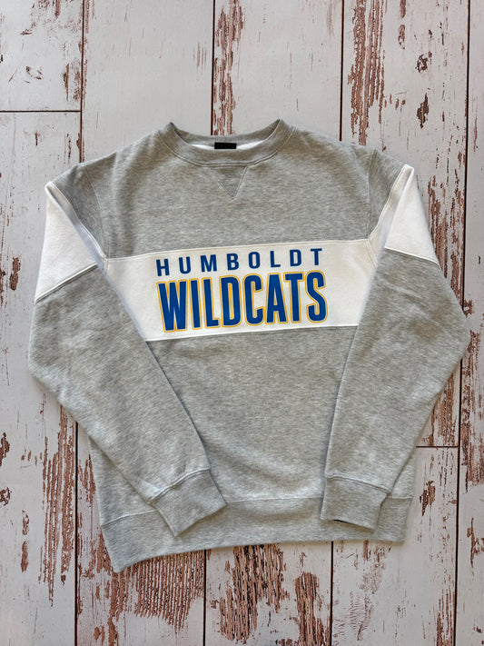 Gray/White Block Fleece Crew - H. Wildcats