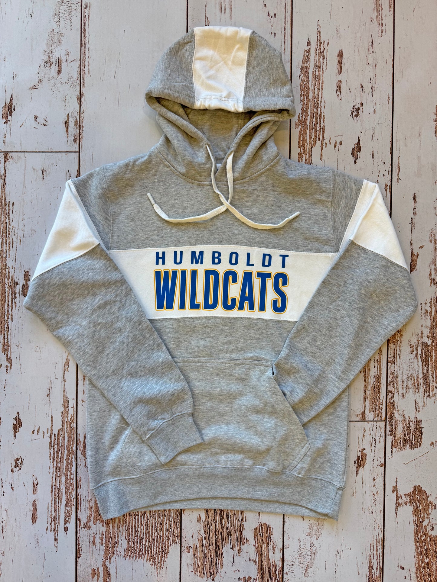 Gray/White Block Fleece Hoodie - H. Wildcats