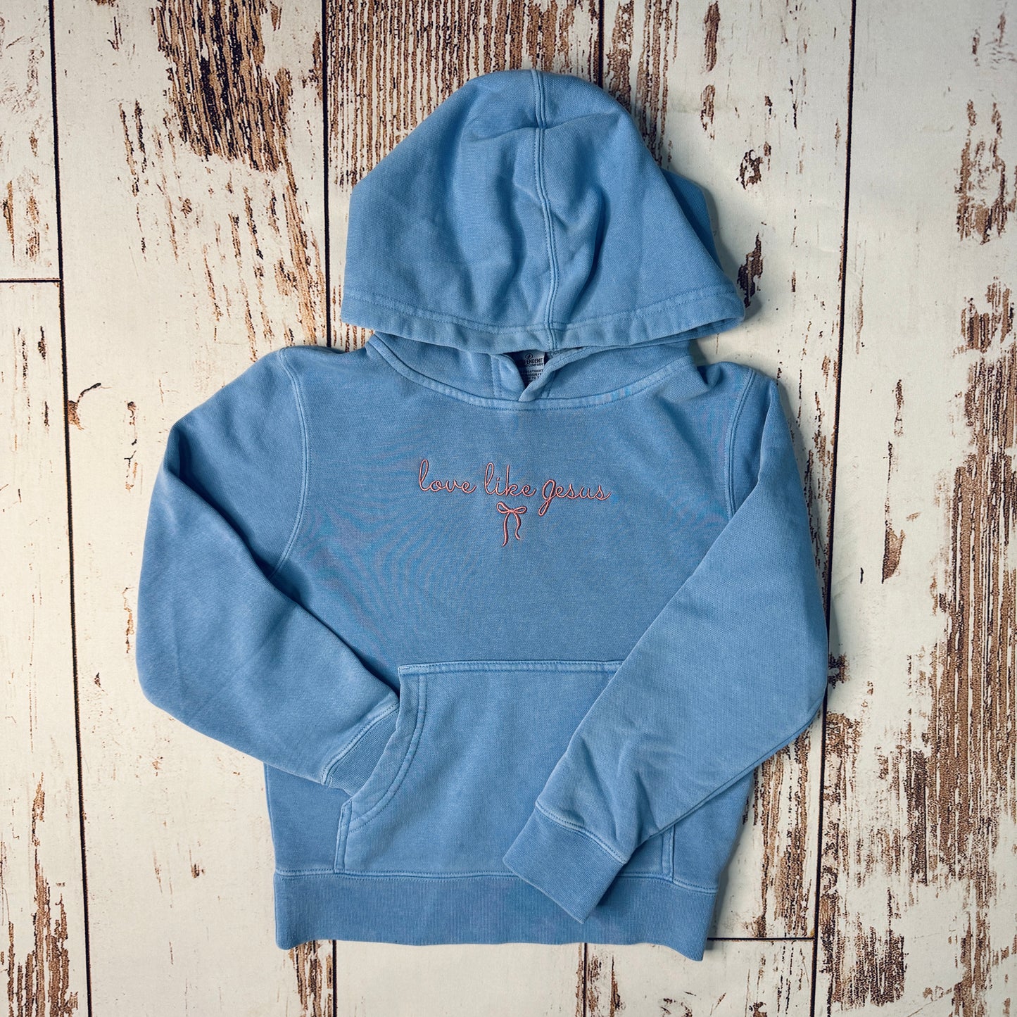Youth Love Like Jesus Embroidery Pigment Dyed Hoodie