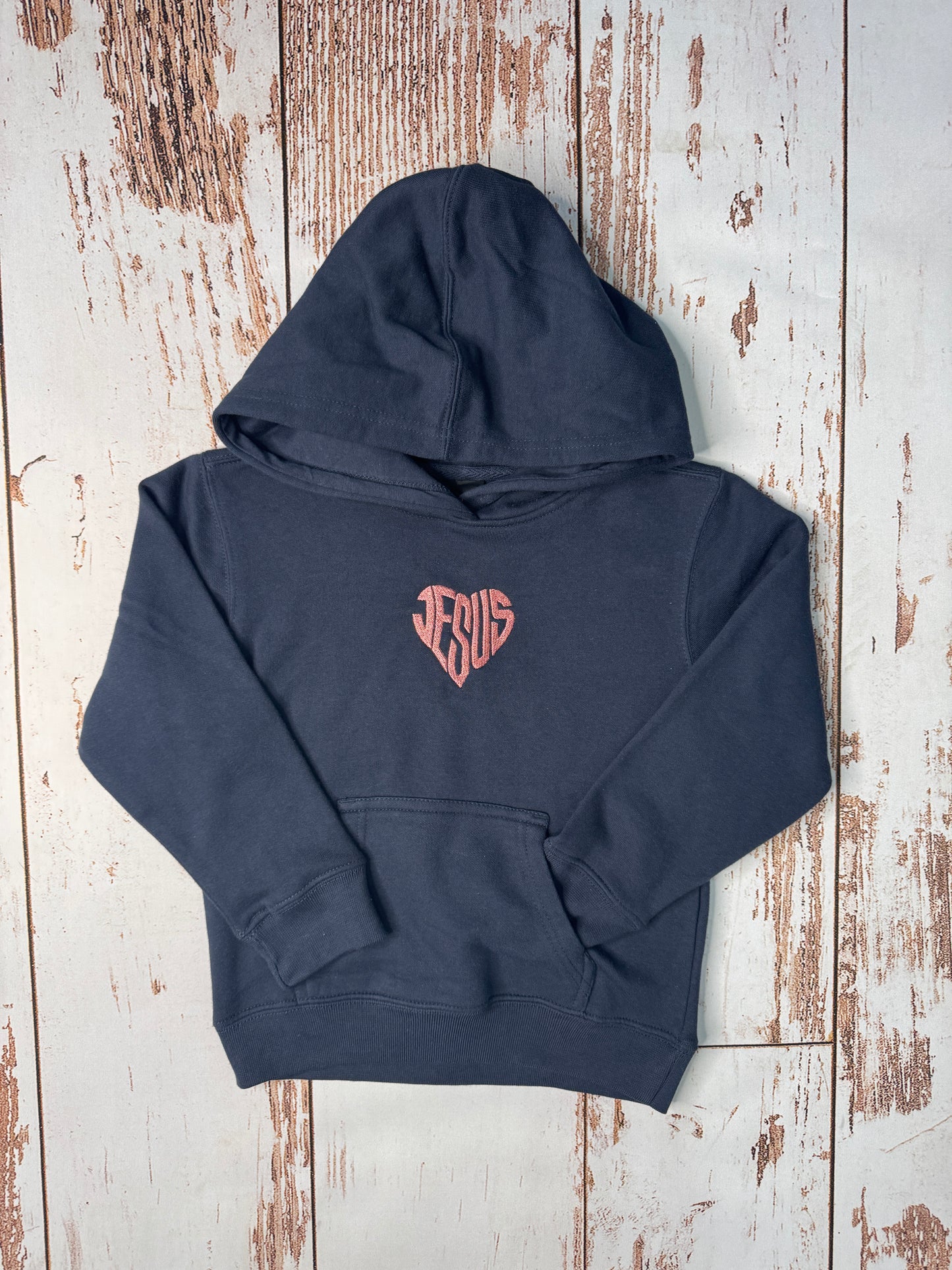 Youth Jesus Heart Embroidery Hoodie