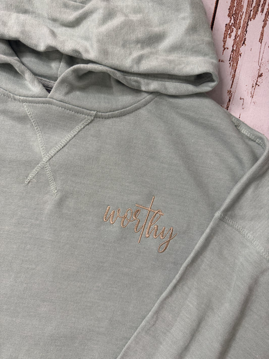Women's French Terry Hoodie - Worthy Embroidery
