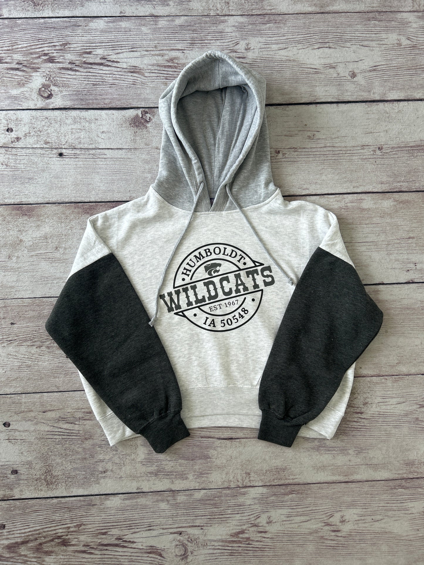 Colorblock Cropped Wildcats Stamp Hoodie