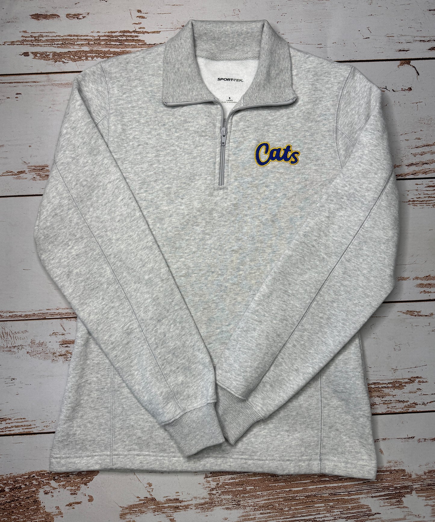 Women's Cats Embroidery 1/4 Zip Sweatshirt