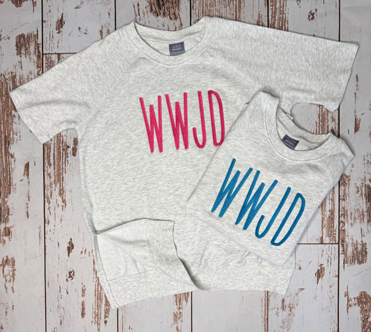 Ladies WWJD Embroidery Short Sleeve Crew