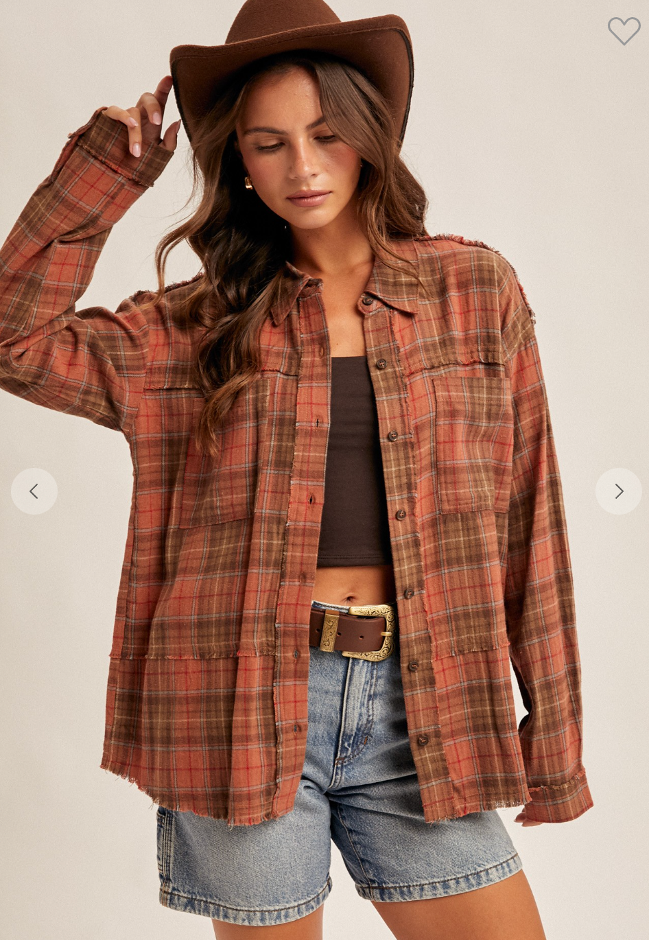 Button Down Washed Plaid Shirt