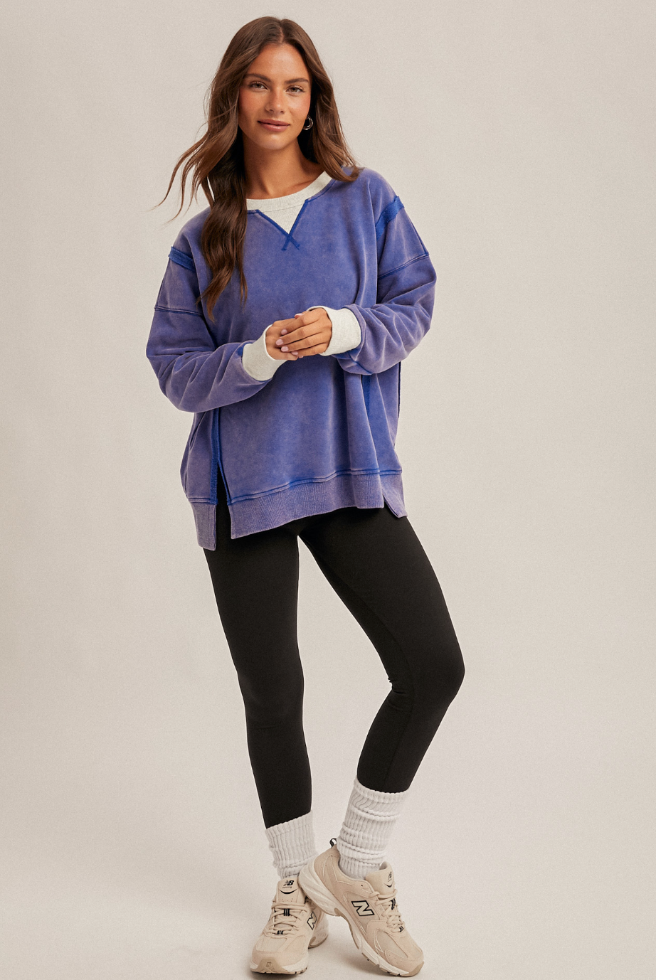 Colorblock Snow Wash Crewneck