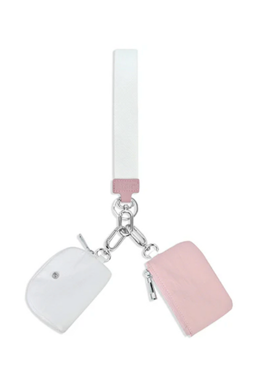 Pink/White NGIL Dual Pouch Wallet Wristlets