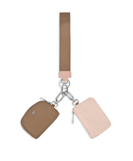 Khaki/Brown NGIL Dual Pouch Wallet Wristlets