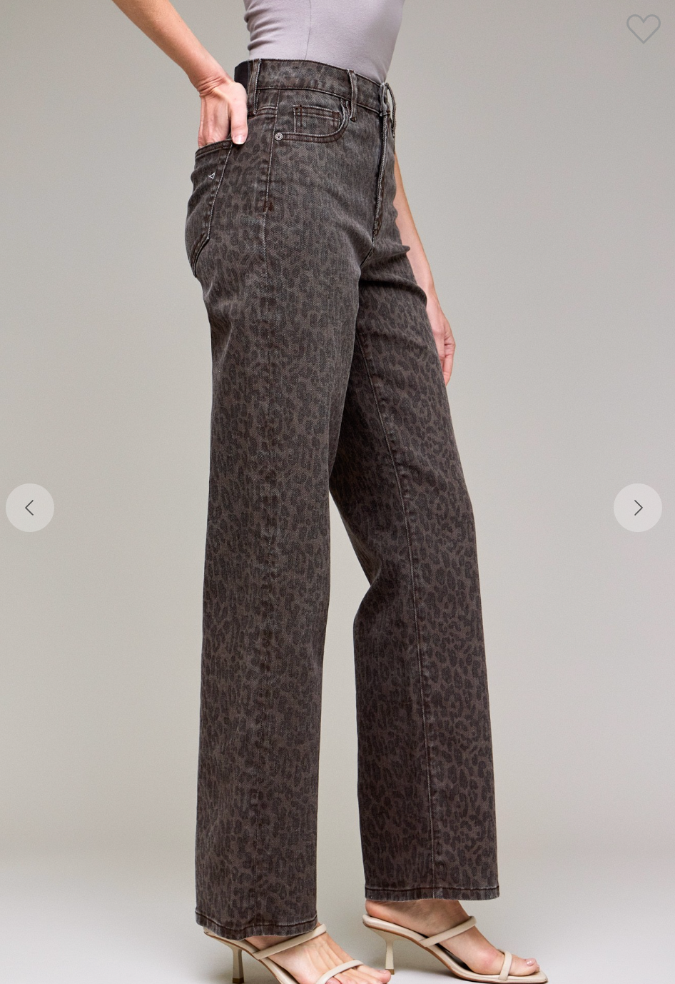 Brown Cheetah Print Stretch Classic Straight Jeans