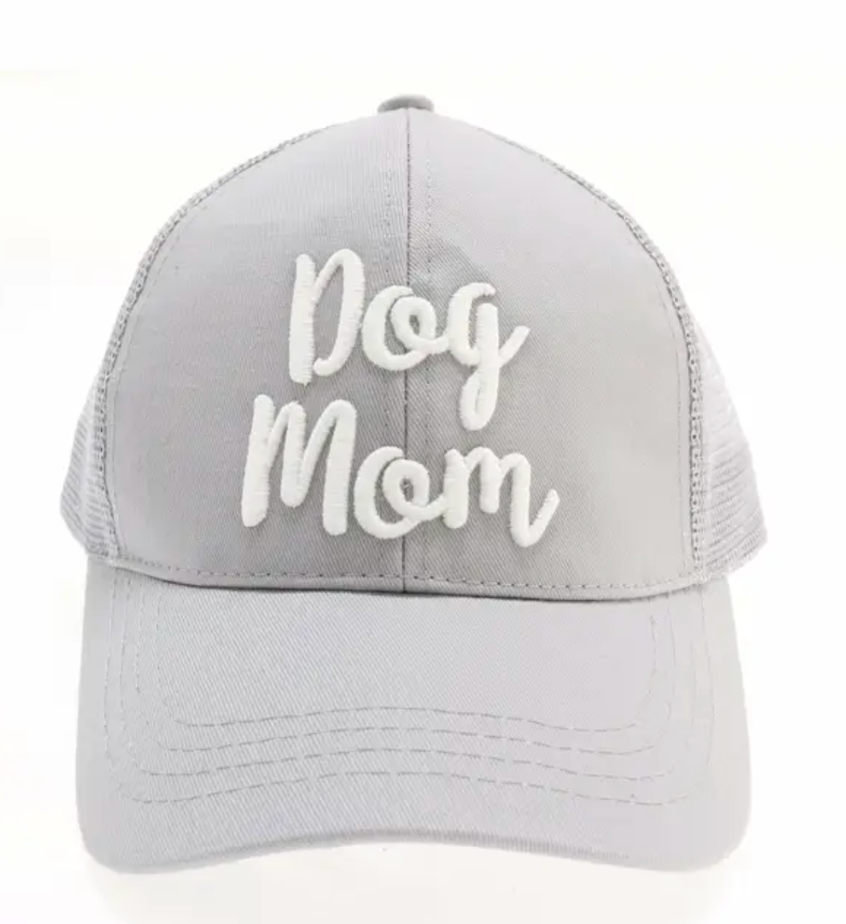 Dog Mom Embroidered High Ponytail CC Ball Cap