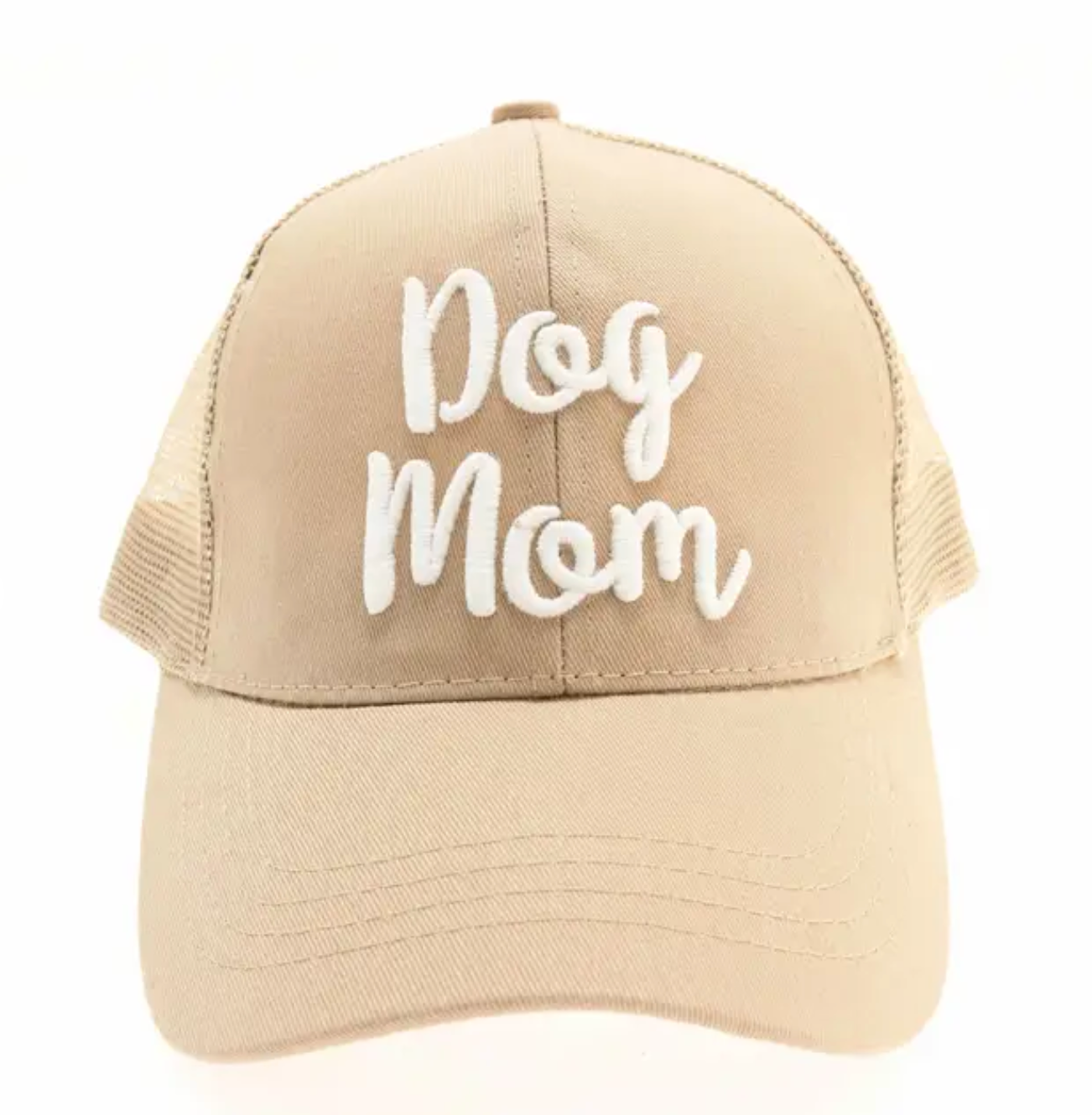 Dog Mom Embroidered High Ponytail CC Ball Cap