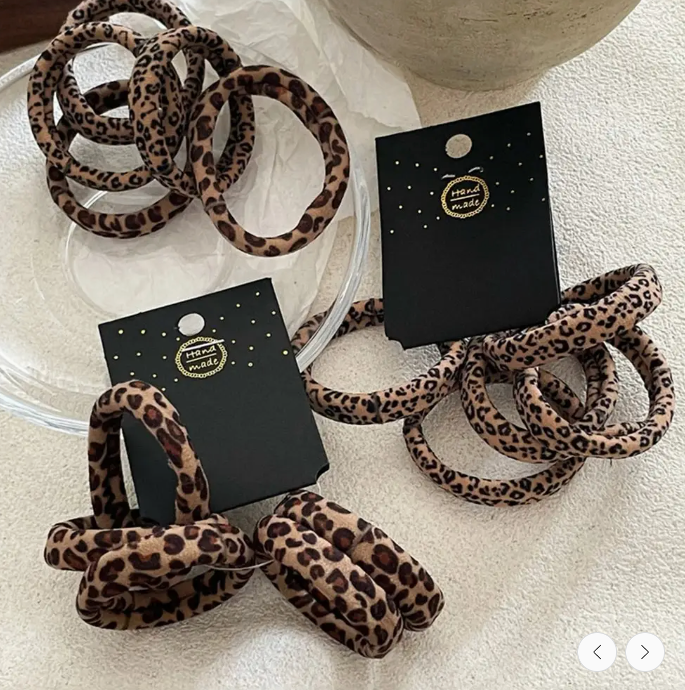 Coffee 5pcs Leopard Elastic Hair Tie