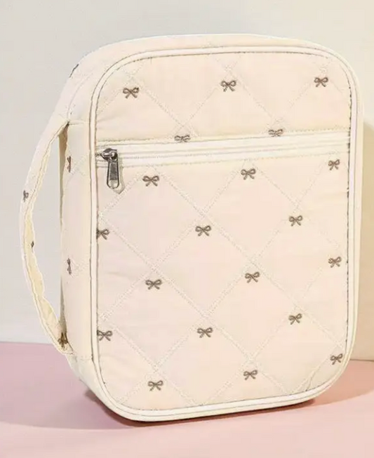 Cream and Brown Bow Bible Cover
