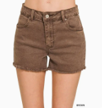 Washed Frayed Cutoff Hem Shorts