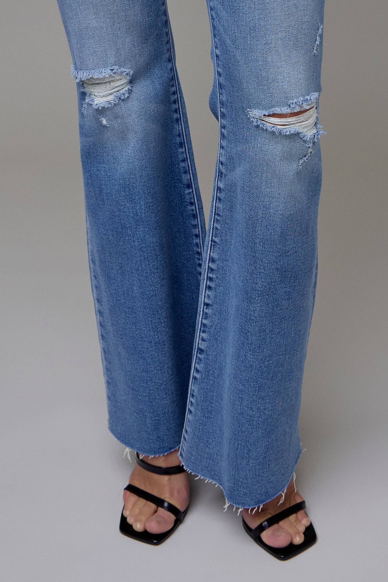 Medium Wash Knee Distressed Stretch 33" Flare